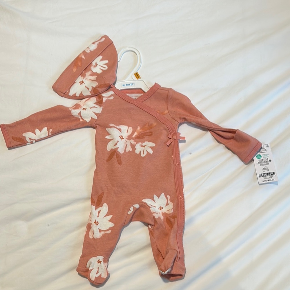 Pink Floral Footies